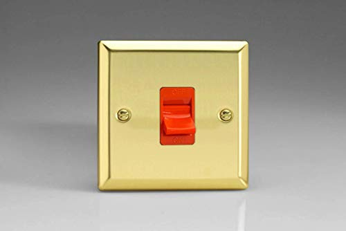 Varilight XV45S Victorian Polished Brass 45A DP Cooker Switch Single Plate