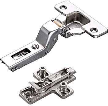2 x Salice Topfband 110° Serie 200 Bohrbild T45 Innenanschlag inkl. Kreuz-Montageplatte Höhe 6 mm mit vormontierten Euroschrauben und Exzenterverstellung Topfscharnier von SO-TECH®