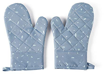 TOKYMOON Ofenhandschuhe und 2 Topflappen Set Topfhandschuhe Backofenhandschuhe Hitzebeständige für Kochen & Backen Haushalt Bäckerei Hitzebeständigkeit Mikrowelle Backofen Handschuhe (Blau)