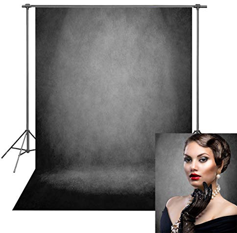 Black Abstract Portrait Backdrop Black Gray Solid Color Photography Background Adult Professional Portrait Studio Booth Props 5x7FT