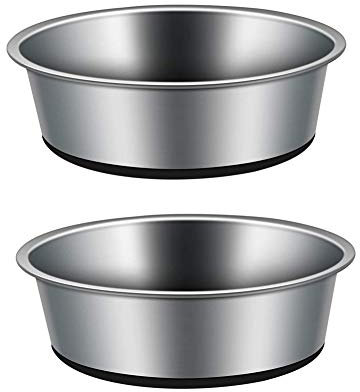 Mery Home Futterschale für Haustiere 2 x 1750 ml Große Hundenapf aus Edelstahl Katzenwasserschalen Schwergewicht mit rutschfestem Gummiboden für große mittelgroße Hunde Katzen