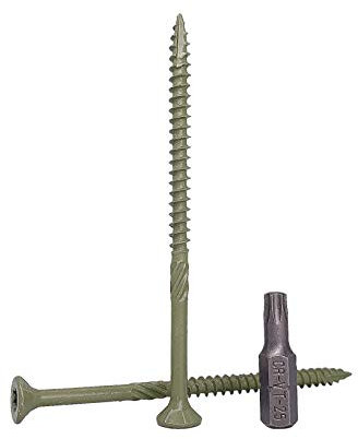 Lot de 250 vis à bois vertes, finition anti-corrosion, 4,5 x 80 mm, tête torx, type 17, tête fraisée, vis d'extérieur (250, 4,5 x 80 mm)