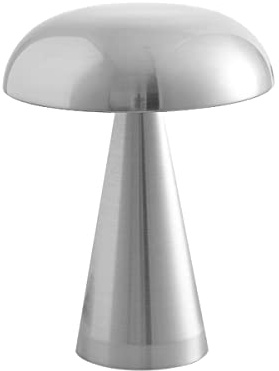 ACMHNC LED Akku Tischlampe Touch Dimmbare, USB Aufladbar Kabellose Outdoor Tischleuchte Batteriebetrieben, IP45 Balkon Tischlampe,1800 Mah,Für Innen & Außen Restaurant Terrassen Lampe,Silber