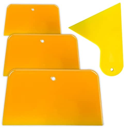 Lot de 4 épandeurs de mastic de carrosserie 3 4 5 6 pouces réutilisables en plastique dur pour l'application de charges mastics glaçures agents de calfeutrage entretien et peinture de carrosserie