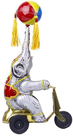 Sharplace Sammelbares Aufrollbares Elefant Reitrad mit Kugelquasten Zum Aufziehen, Blechspielzeug