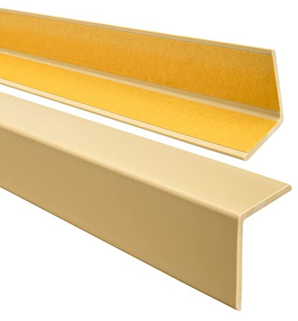 Quest Cornière PVC 27x27mm – Profilé d’angle de protection autoadhésif, souple, Baguette pour rebords et coins – Crème, 200cm