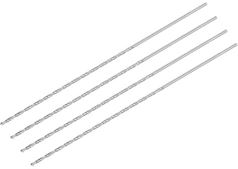 sourcing map HSS(High Speed Steel) Extra Long Twist Drill Bits, 2mm Drill Diameter 160mm Length for Hardened Metal Woodwork Plastic aluminum alloy 4 Pcs