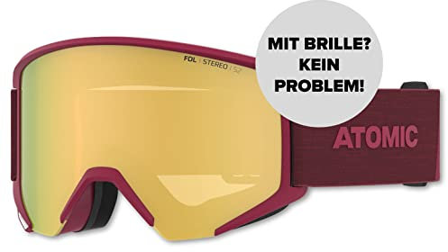 ATOMIC SAVOR BIG STEREO Skibrille - Dunkelrot - Brille für klare Sicht & Blendschutz - Hochwertig verspiegelte Sportbrille - Over The Glasses-kompatibel für Brillenträger