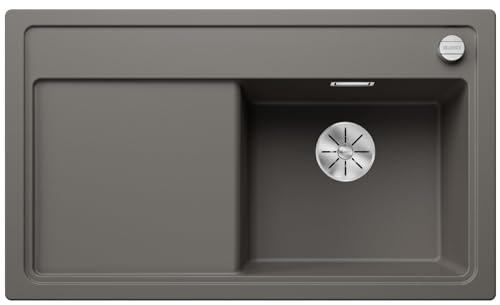 BLANCO ZENAR 45 S | Granitspüle aus SILGRANIT vulkangrau | Hauptbecken | [86x51x20,2 cm] | für 45 cm breite Unterschränke | Hauptbecken rechts | Reinigungsfreundlich | Großes Becken