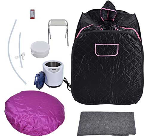 Tyenaza Persönliche Innensauna, Tragbares Dampfsauna-Spa Mit 1000 W Und 2,6 L Dampfgenerator, Faltbares Privates Saunazelt Mit Stuhlfuß, Absorbierender Unterlage(EU)