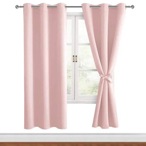 Hiasan Verdunklungsvorhänge Gardinen mit Ösen,Erröten rosa Blickdicht Vorhänge,2 Stück,117 x 183 cm (Breite x Höhe),weiche Schiebevorhänge für Schlafzimmer,Wohnzimmer usw.