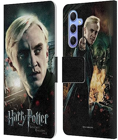 Head Case Designs Offizielle Harry Potter Draco Malfoy Deathly Hallows VIII Leder Brieftaschen Handyhülle Hülle Huelle kompatibel mit Samsung Galaxy A34 5G