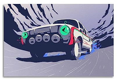 JIYUN Vintage Rennauto Poster Skoda Sportauto Poster Dekorative Malerei Leinwand Wandposter und Kunstbild Druck Moderne Familie Schlafzimmer Dekor Poster 40 x 60 cm
