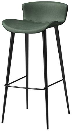 AANAN Hocker, Barhocker, 75 cm, Eisen, hohe Thekenhöhe, Stuhl mit Rückenlehne, Kissen, Metall-Fußstütze für Küche, Wohnzimmer, Crestaurant/Grün
