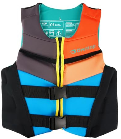 Owntop Swim Vest Kids Youth 50-90 lbs, Neoprene Swim Jacket Lightweight, Quick-Dry, Buckles Zipper, Kayak, Swimming Training, Boating, Watersports (Multicoloured, M)