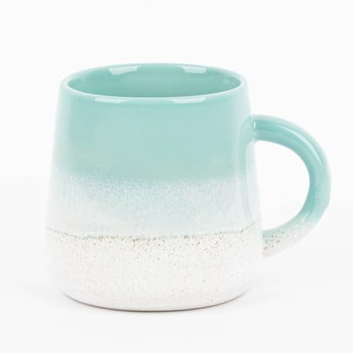 Tasse Mojave glasiert aus Steinzeug mintgrün weiß 350ml