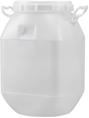 MFLCBK Barril de Plástico con Tapa Bidon Plastico Barril de Boca Ancha Bidones para Agua 50L,con Barril De Vino Fermentador Químico Industrial Resistente A Ácidos Y Álcalis(50-L)