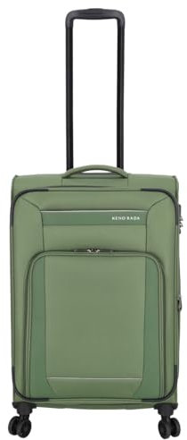 Kenorada Reisetrolley MEDON Trolley 4 Wheels | Leichter Koffer mit TSA Zahlenschloss | Weichgepäck Koffer Stoff mit Reißverschlus | Doppelgestänge (Green, M - 67 cm mittlerer Koffer)