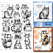 GLOBLELAND 5.83x8.27 Zoll Comic Katzen Transparente Silikonstempel Cartoon Katzen Klare Stamps Tiere Silikonstempel Für Kartengestaltung DIY Prägung Journaling