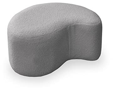Generisch Pouf Hocker ǀ MIUF Sitzpouf ǀ Sitzhocker Fußbank Polsterhocker Wohnzimmer Schlafzimmer Vorzimmer Ankleidezimmer ǀ 68 x 64 x 36 cm ǀ Bouclé-Stoff (Creme)