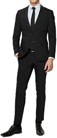 Alfio Collection Abito da Uomo con Giacca e Pantalone Elegante Classico Tinta Unita Blu Nero 46 48 50 52 54 56 58 60