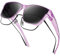 URUMQI Überzieh Sonnenbrille über Normale Brille, Polarisiert Überbrille Sonnenbrille für Brillenträger Damen Herren, Fit over Sunglasses mit UV400 Schutz für Fahren, Angeln Lila Rahmen