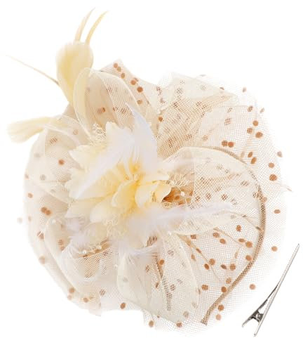 DRESHOW Fascinators Hut Feder Stirnband Damen Fascinators Tee Party Kopfbedeckung mit Clip Blume Stirnband für Mädchen & Damen