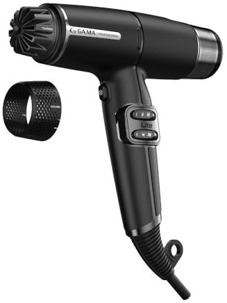 Gama Italy Professional Hair Dryer iQ Lite – Power 1600W, 110,000 RPM – Oxy Active Technology for Shine and Long-Lasting Color – Double Filter – Ultra Lightweight 316g (Black)