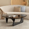 ZYFBD Table Basse Triangulaire en Verre Trempé et Bois - Design Moderne pour Salon - Plateau en Bois Massif - Meuble de Salon