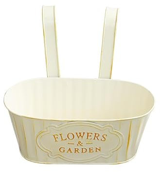 Taicols Pot De Fleurs à Suspendre Seau en Métal Grands Pots De Jardin Crochet Amovible Mural Pot De Fleurs Balcon Vert Planté Pot Fleurs en Fer Carné Maison Mur Décoratif Pot (Blanc)