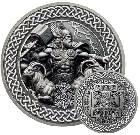 Nordische Wikinger Thor Münze, Einzigartige Viking Challenge Coin, Mächtiger Wikinger Geschenke Für Talisman, Perfektes Geschenk Für Männer, Frauen Und Kinder, Sammlerstück Und Dekoration