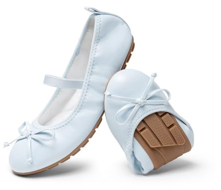 DREAM PAIRS Scarpe Basse Ballerina per Bambine Eleganti Comode Leggere Mary Jane per Bambine,Size 35,Azzurro,KKUMFA2502
