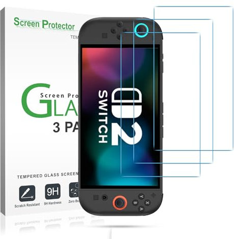 amFilm Pellicola Protettiva (3 Pezzi) per Nintendo Switch 2 Model 2025, Vetro Temperato Protezione Schermo per Nintendo Switch 2