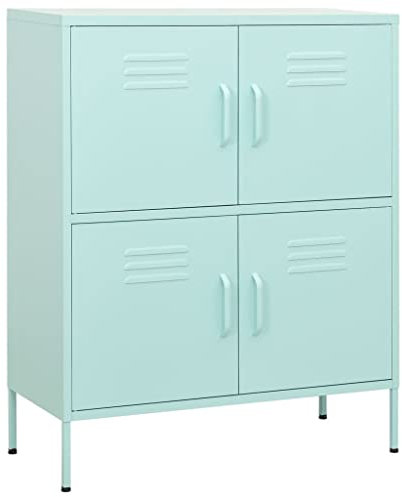 Lagerschrank Minzgrün 80x35x101,5 cm Stahl Schränkchen Küchenschrank Apothekerschrank Küche Aktenschrank für Arbeitszimmer Wohnbereich Abstellraum Küche