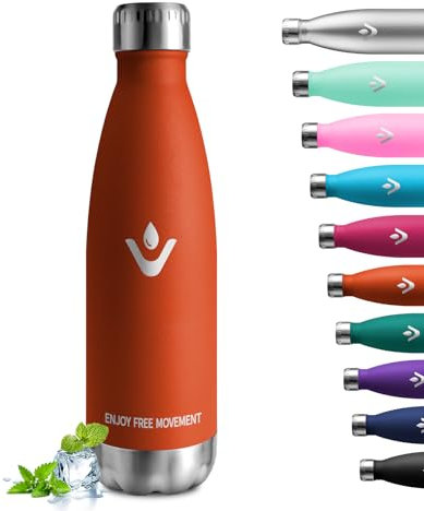 Cantimplora Termica 500ml, Botella Agua Acero Inoxidable, Termo Agua sin BPA, Termo Reutilizable, Botella Termica a Prueba de Fugas, Botella Termica para Niños, Escuela, Gimnasio, Senderismo