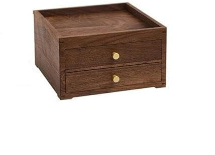 FQCXCKJ Boîte de Rangement pour Colliers, Bureau, en Bois Massif, en Noyer Noir, avec tiroir (Couleur Unique, 14,5 cm)