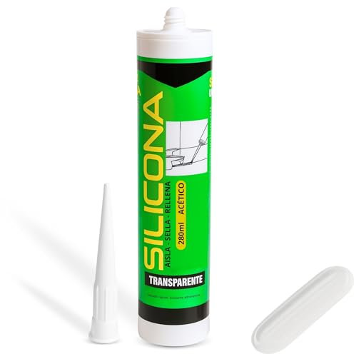 TECHZOCO Silicona universal, Silicona Multiusos, Sellador universal profesional, Apto para sellar superficies no porosas y con contacto con agua, Incluye Cánula, Contiene 280 ml, Color Transparente