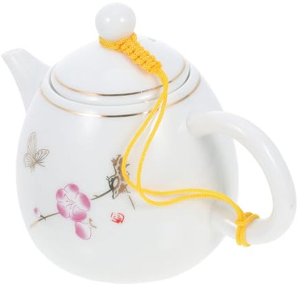 CIYODO Tetera de Cerámica Blanca Decorativa con Servir y Almacenar Ergonómico y Resistente Calor Reuniones con Amigos