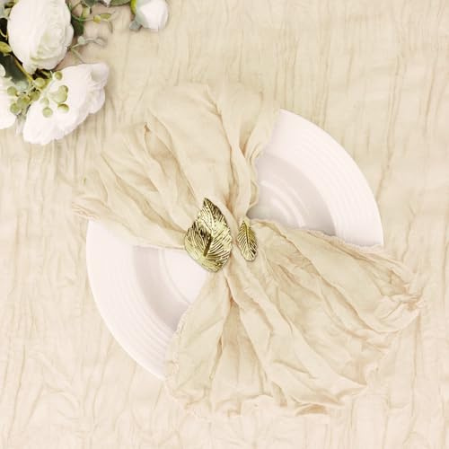 Cupuamon Seihtuch-Servietten, 50,8 x 50,8 cm, Boho, waschbar, rustikale Gaze-Servietten, Großpackung für Hochzeit, Brautparty, Babyparty, Party-Dekoration (Elfenbein), 25 Stück