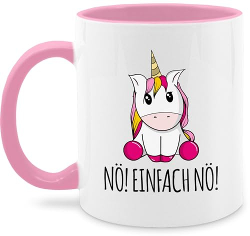 Shirtracer Tasse zweifarbig Nö! Einfach Nö! Einhorn | Rosa, 325 ml, Kaffeebecher, Keramik, mit Spruch, lustig, Geschenke, für Mädchen