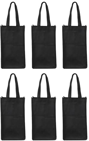Alipis Lot de 6 Porte-Bouteilles de vin réutilisables en Tissu Non tissé avec poignées et Socle pour Noël, Mariage, Anniversaire, dîner, fêtes