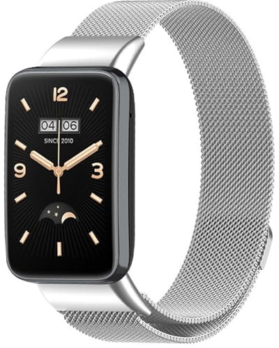PKQTOP Magnetic Ersatzarmband für Xiaomi Smart Band 7 Pro, Armband Uhrenarmband, Einstellbar Metall Edelstahl Armbänder für Xiaomi Smart Band 7 Pro