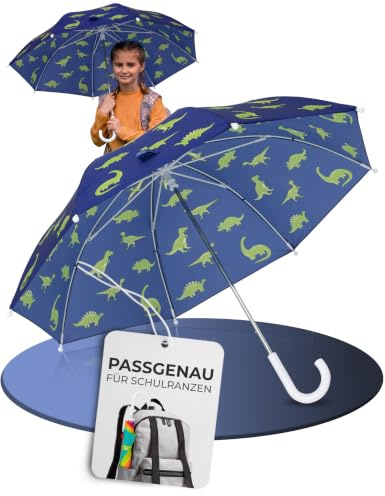 STYNGARD Regenschirm Kinder - 300g leicht - passgenau für Rucksack & Schulranzen - Kinder Regenschirm Mädchen & Junge - Kinderschirm Modell BERLIN