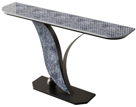 Diodceraic Table Console au Design Unique avec Plateau en Pierre, Table Longue et Étroitte pour Canapé avec Faux Marbre et Base Métallique pour l'Entrée et Le Salon(Black D,150x30x80cm)