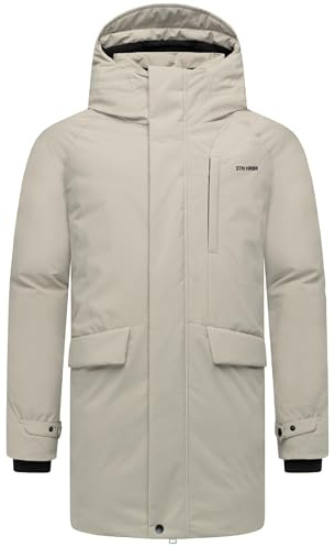 STONE HARBOUR Herren warmer langer Wintermantel mit magnetischer Abdeckleiste und Brusttasche Emriis XX S-3XL