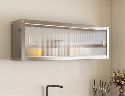 ZASEZOD Armario de Pared Cocina, Acero Inoxidable con Puertas Correderas, Mueble Colgante de Almacenamiento, Organizador de Pared Armario Multiuso, para Cocina, Baño, Oficina(100x30x40CM)