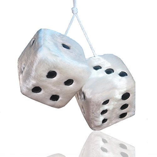 FineInno Dado in Peluche Bianco, Dadi Pelosi per Auto, Cubo di Peluche, Auto Decoration 7,5 x 7,5 x 7,5 cm, Stanza, Tavolo, Parete, Frigorifero,Borsa, Ecc.