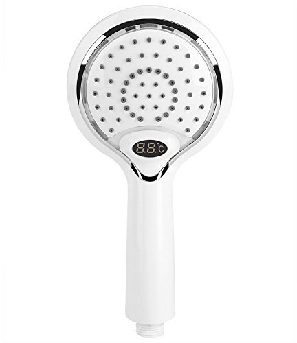 LED Duschkopf Farbwechsel Handdusche mit Digital Temperatur Anzeigen Badezimmer Zubehör (Weiß)