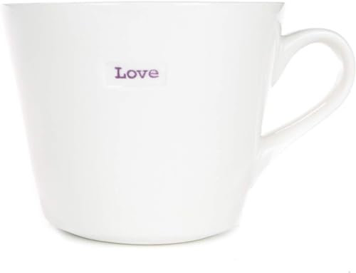 Keith Brymer Jones - Word Range - Standard Ceramic White Mug - Love (Lilac) - 350ml - Gift Boxed