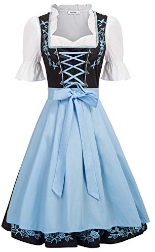 JASAMBAC Women's German Dirndl Dress 3 Piece Oktoberfest Outfit Carnival Dirndl Bavarian Costumes for Carnival Oktoberfest Party